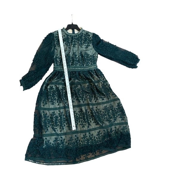 Hunter Green Lace Large Ivy City Co Sicily Lined Floral Midi Dress L Fall Fancy - Picture 10 of 13